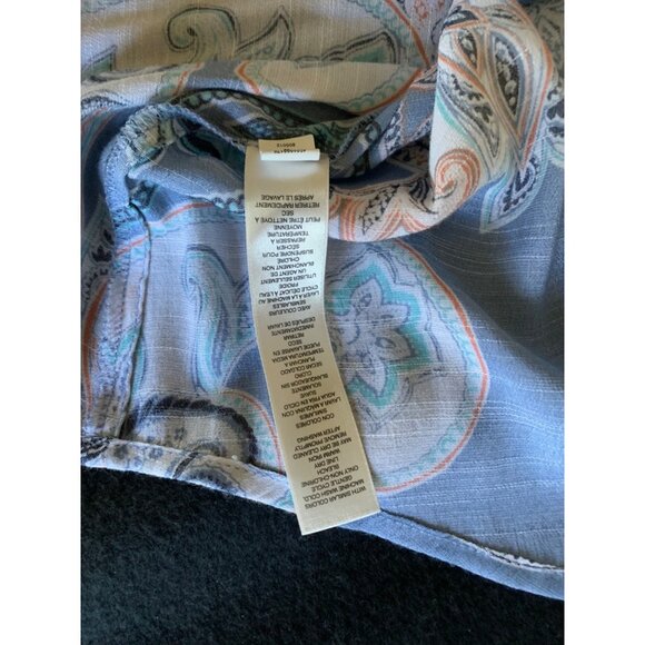 Chicos Womens Size 2 Paisley Button-Up Blouse Blue/Gray - Picture 4 of 8